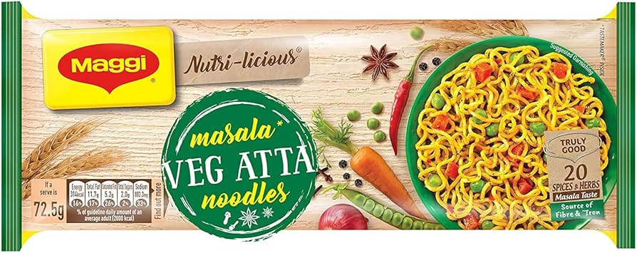 Maggi Nutri-Licious Masala Veg Atta Noodles 290 g (Four Pack)