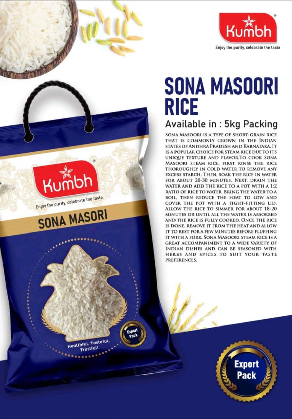 Kumbh Sona Masoori Rice Raw 5 kg